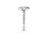 White gold Marquise Cut Diamond Solitaire with Side Stones, Pave Band, Four-Prong Setting_562