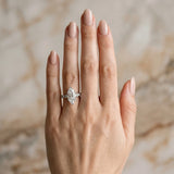 White gold Marquise Cut Diamond Solitaire with Side Stones, Pave Band, Four-Prong Setting_576