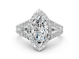 White gold Marquise Cut Diamond Split Shank Halo Ring with Four-Prong Setting_68