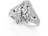 White gold Marquise Cut Diamond Split Shank Halo Ring with Four-Prong Setting_69