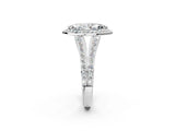 White gold Marquise Cut Diamond Split Shank Halo Ring with Four-Prong Setting_70
