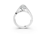 White gold Marquise Cut Diamond Split Shank Halo Ring with Four-Prong Setting_71