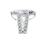 White gold Marquise Cut Diamond Split Shank Pavé Engagement Ring with Four-Prong Setting_100