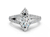 White gold Marquise Cut Diamond Split Shank Pavé Engagement Ring with Four-Prong Setting_95