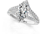 White gold Marquise Cut Diamond Split Shank Pavé Engagement Ring with Four-Prong Setting_96