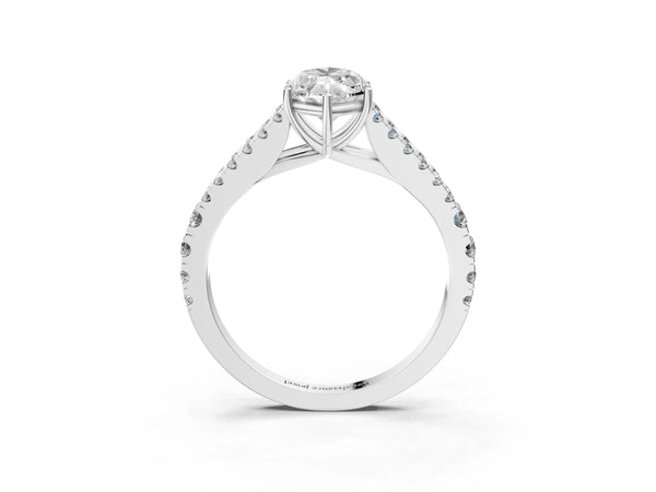 Platinum Marquise Solitaire Engagement Ring Setting with Graduated Pave Split Shank