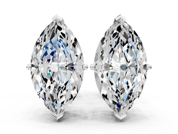 White gold Marquise Cut Diamond Stud Earrings