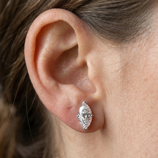 White gold Marquise Cut Diamond Stud Earrings