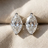 White gold Marquise Cut Diamond Stud Earrings_486