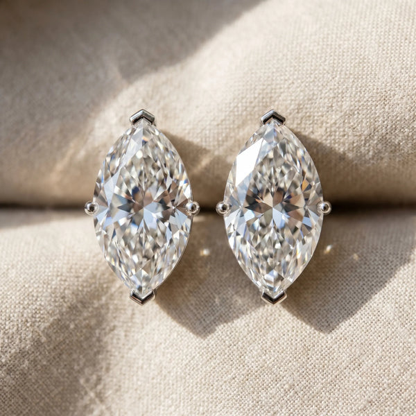 White gold Marquise Cut Diamond Stud Earrings