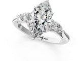 White gold Marquise Cut Diamond Three-Stone Ring with Pear Side Stones and Four-Prong Setting_77