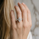 White gold Marquise Cut Diamond Three-Stone Ring with Pear  Side Stones and Prong Setting_88