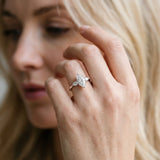 White gold Marquise Cut Diamond Three-Stone Ring with Pear  Side Stones and Prong Setting_90
