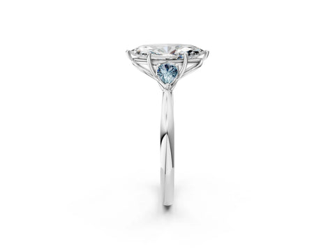 White gold Marquise Cut Diamond Three-Stone Ring with Pear with Aquamarine side stone Side Stones and Prong Setting_50