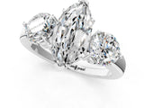 White gold Marquise Cut Diamond Three-Stone Ring with Prong Setting and Classic Band_148