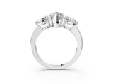 White gold Marquise Cut Diamond Three-Stone Ring with Prong Setting and Classic Band_150
