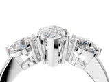 White gold Marquise Cut Diamond Three-Stone Ring with Prong Setting and Classic Band_151