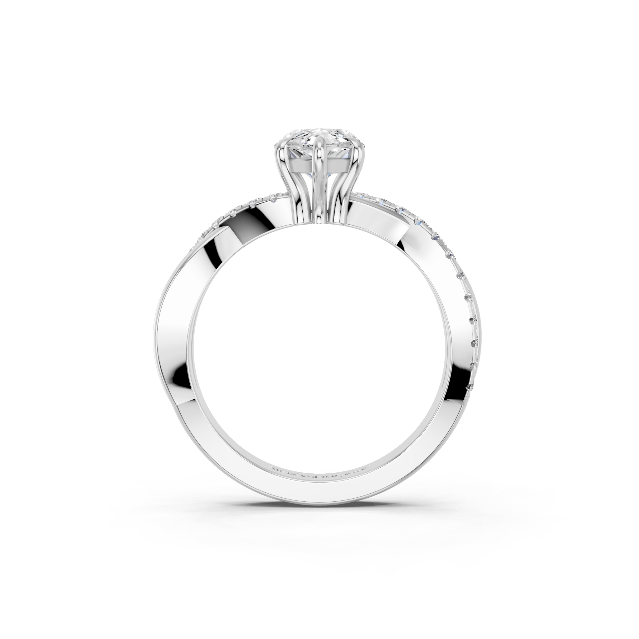 White gold Marquise Cut Diamond Twist Band Solitaire with Prong Setting_29