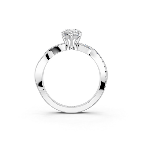 White gold Marquise Cut Diamond Twist Band Solitaire with Prong Setting_29