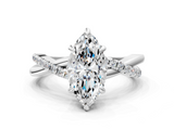White gold Marquise Cut Diamond Twist Band Solitaire with Prong Setting_82