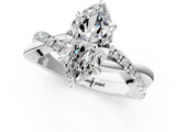 White gold Marquise Cut Diamond Twist Band Solitaire with Prong Setting_84