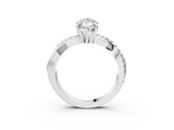 White gold Marquise Cut Diamond Twist Band Solitaire with Prong Setting_91