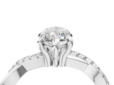 White gold Marquise Cut Diamond Twist Band Solitaire with Prong Setting_92