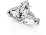 White gold Marquise Cut Diamond Twisted Band Engagement Ring with Prong Setting_40