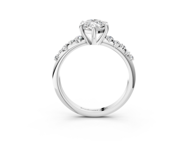 Sterling Silver Marquise Solitaire Engagement Ring Setting with Graduated Scattered Accents