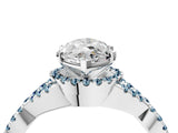 White gold Marquise Cut Diamond with Aquamarine side stone Halo Twist Band Solitaire Prong Setting Ring_16