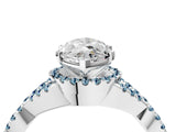 White gold Marquise Cut Diamond with Aquamarine side stone Halo Twist Band Solitaire Prong Setting Ring_46