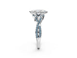 White gold Marquise Cut Diamond with Aquamarine side stone Halo Twist Band Solitaire Prong Setting Ring_50