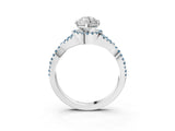 White gold Marquise Cut Diamond with Aquamarine side stone Halo Twist Band Solitaire Prong Setting Ring_51