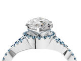 White gold Marquise Cut Diamond with Aquamarine side stone Halo Twist Band Solitaire Prong Setting Ring_52