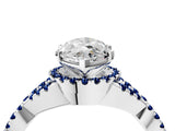 White gold Marquise Cut Diamond with Blue Sapphire side stone Halo Twist Band Solitaire Prong Setting Ring_16