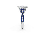 White gold Marquise Cut Diamond with Blue Sapphire side stone Halo Twist Band Solitaire Prong Setting Ring_44