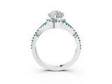White gold Marquise Cut Diamond with Blue Topaz side stone Halo Twist Band Solitaire Prong Setting Ring_33