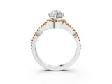 White gold Marquise Cut Diamond with Citrine side stone Halo Twist Band Solitaire Prong Setting Ring_15