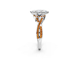 White gold Marquise Cut Diamond with Citrine side stone Halo Twist Band Solitaire Prong Setting Ring_32