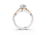 White gold Marquise Cut Diamond with Citrine side stone Halo Twist Band Solitaire Prong Setting Ring_33