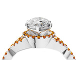 White gold Marquise Cut Diamond with Citrine side stone Halo Twist Band Solitaire Prong Setting Ring_34