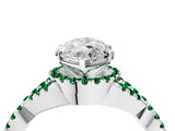White gold Marquise Cut Diamond with Emerald side stone Halo Twist Band Solitaire Prong Setting Ring_35
