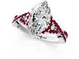 White gold Marquise Cut Diamond with Garnet side stone Halo Twist Band Solitaire Prong Setting Ring_13