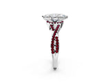 White gold Marquise Cut Diamond with Garnet side stone Halo Twist Band Solitaire Prong Setting Ring_14