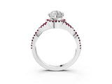 White gold Marquise Cut Diamond with Garnet side stone Halo Twist Band Solitaire Prong Setting Ring_15