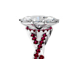 White gold Marquise Cut Diamond with Garnet side stone Halo Twist Band Solitaire Prong Setting Ring_17