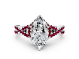 White gold Marquise Cut Diamond with Garnet side stone Halo Twist Band Solitaire Prong Setting Ring_32