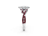 White gold Marquise Cut Diamond with Garnet side stone Halo Twist Band Solitaire Prong Setting Ring_34