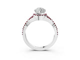 White gold Marquise Cut Diamond with Garnet side stone Halo Twist Band Solitaire Prong Setting Ring_35