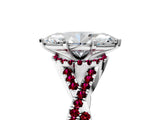 White gold Marquise Cut Diamond with Garnet side stone Halo Twist Band Solitaire Prong Setting Ring_37